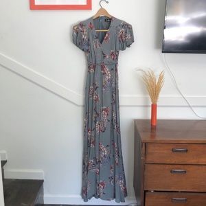 Lulu’s maxi, teal/gray with floral pattern